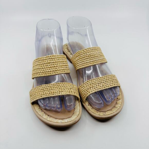 Saxs Fifth Avenue Slide Sandals WMNS 7.5 Braided Straps Open Toe Flats Strappy - Picture 2 of 8